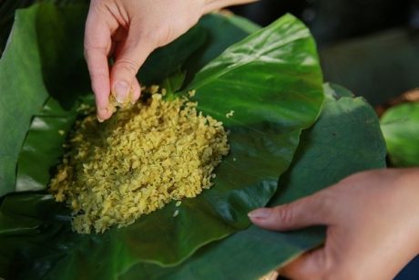 green sticky rice from vong village
